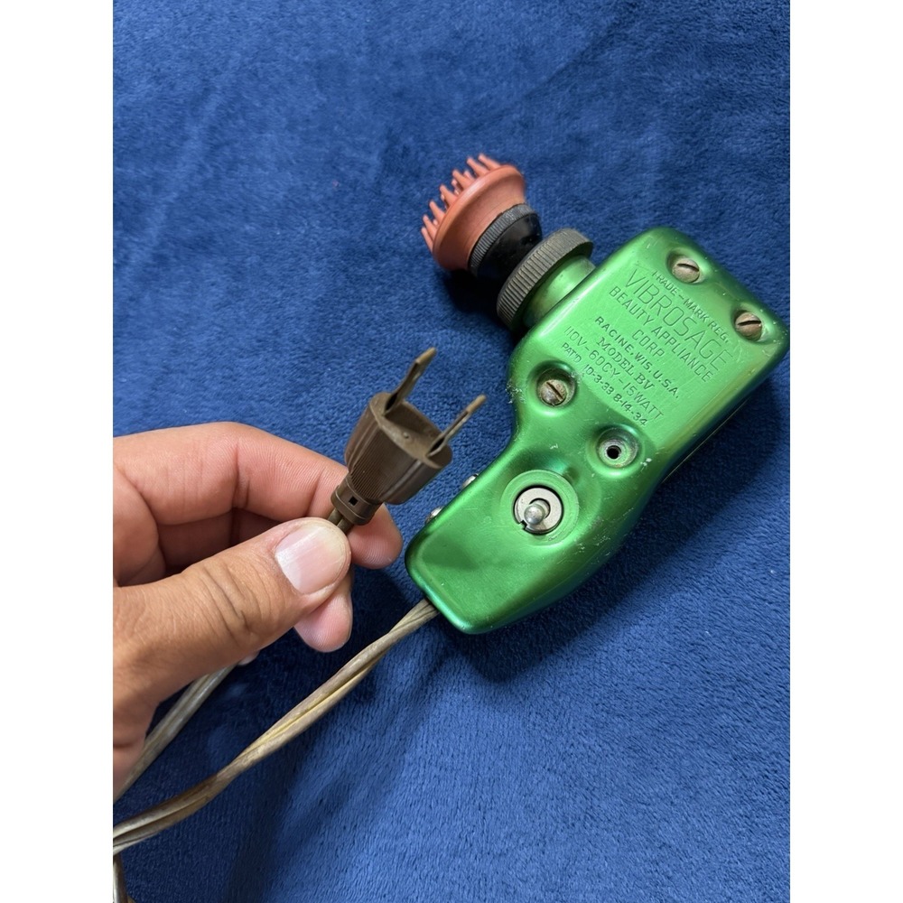 Vtg 1930s Vibrosage Green Electric Handheld Massager Model BV For Parts Repair